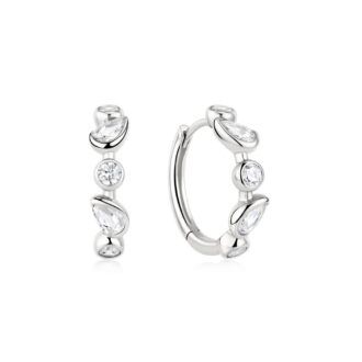 Ania Haie Sterling Silver Bezel Round/Teardrop Huggie Hoops