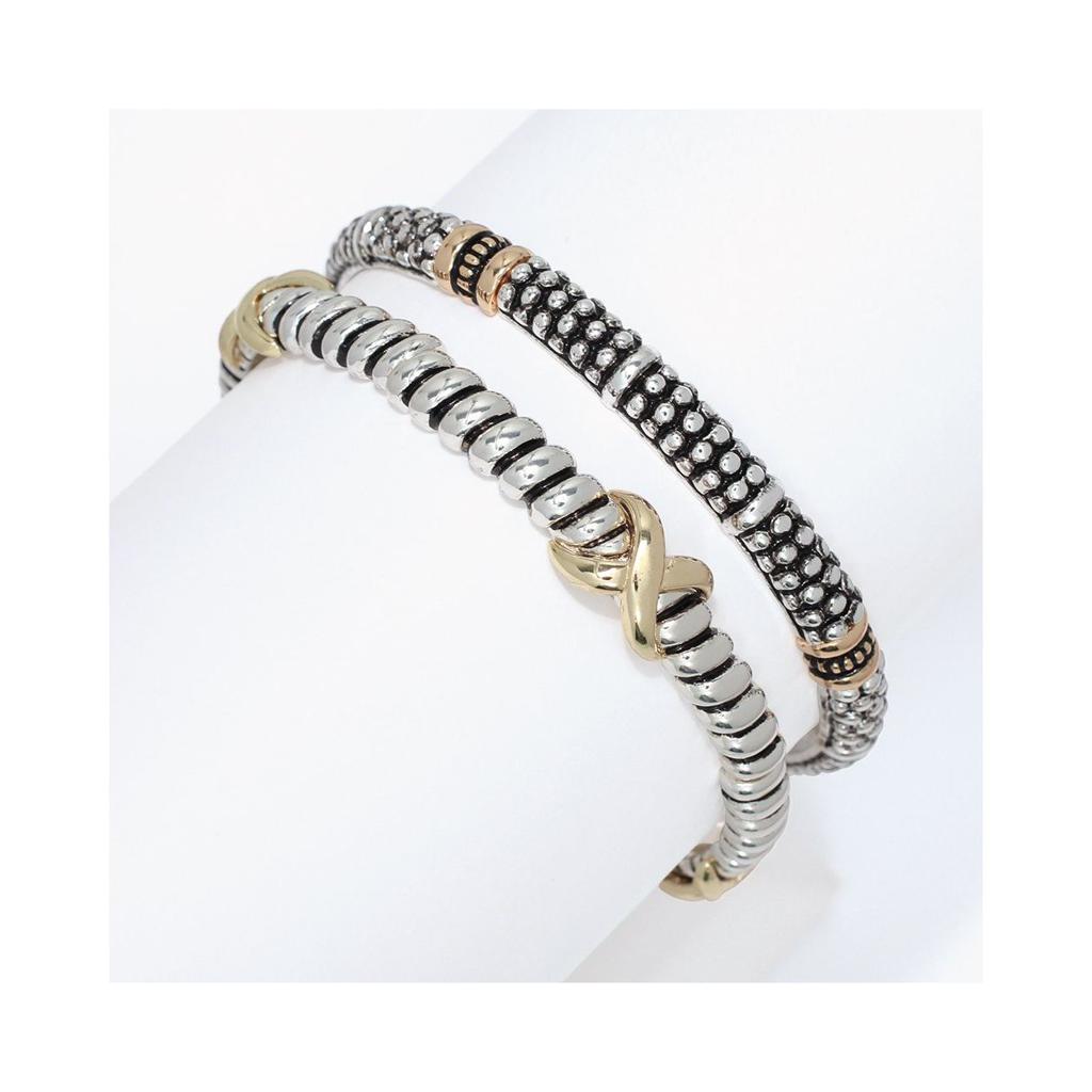 Silver & Gold Stackable Stretch Bangle Bracelets