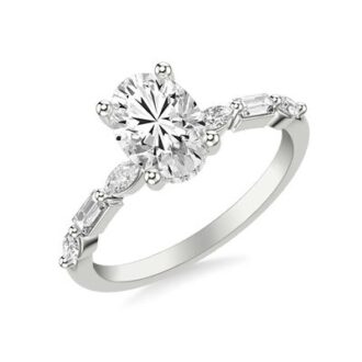 Artcarved Semi Mounting Engagement Ring with .38ctw Baguette and Marquise Diamonds in 14k White Gold