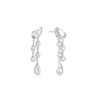 Ania Haie Silver Half-Bezel Round/Teardrop Dangle Earrings