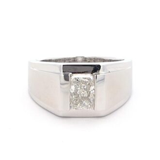 Men's Lab-Grown Diamond 1.52ctw 14K White Gold Satin Ring
