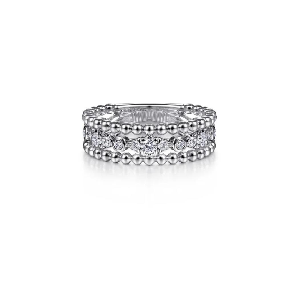 Gabriel Bujukan Silver White Sapphire Stackable Ring