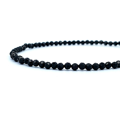 Beaded Black Spinel Necklace with Sterling Silver Clasp
