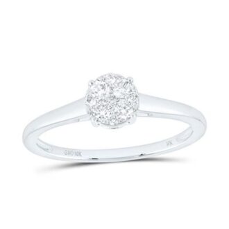 10K White Gold 9-Diamond Cluster Promise Ring 0.20ctw