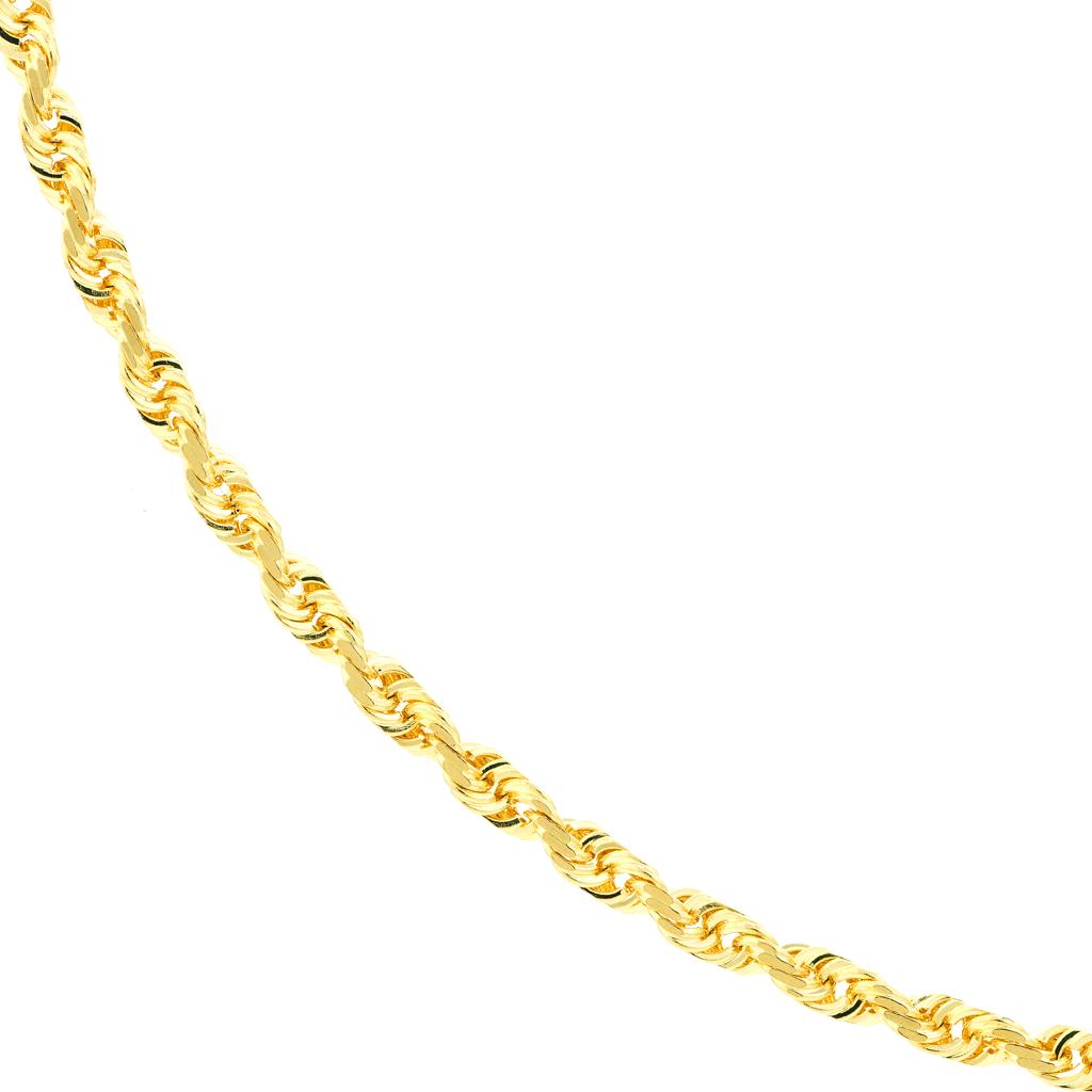 14K Yellow Gold 18" Diamond-Cut Rope Chain, 1.9mm