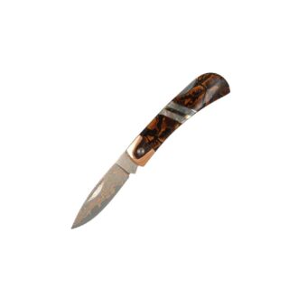 3-Inch Damascus Lockback Knife, Mammoth Tooth & Copper