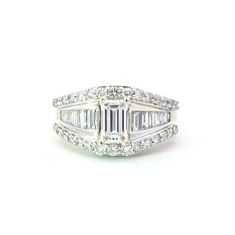 Pre-Owned 14K Two-Tone Emerald-Cut Diamond Engagement Ring