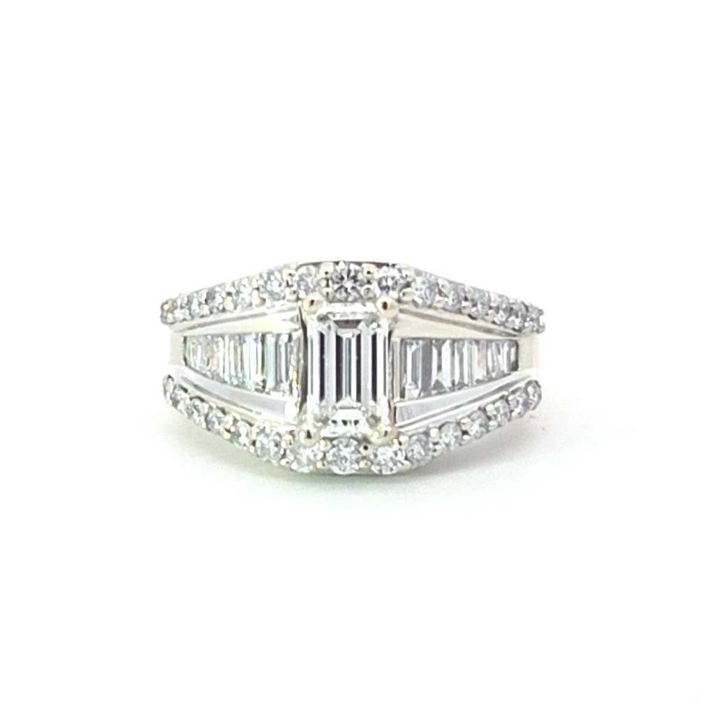 Pre-Owned 14K Two-Tone Emerald-Cut Diamond Engagement Ring