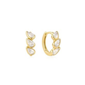 Ania Haie Gold-Plated Triple Half-Bezel-Set Teardrop Huggies