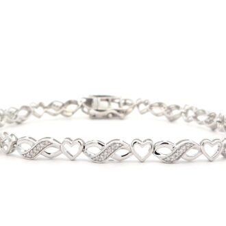 Sterling Silver Infinity Heart Diamond Bracelet, 1/3ctw, 7"
