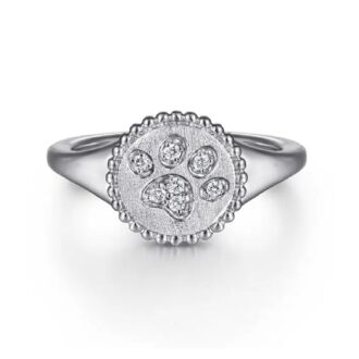 Gabriel Bujukan Paw Print Medallion Ring with .07ctw Diamonds in Sterling Silver