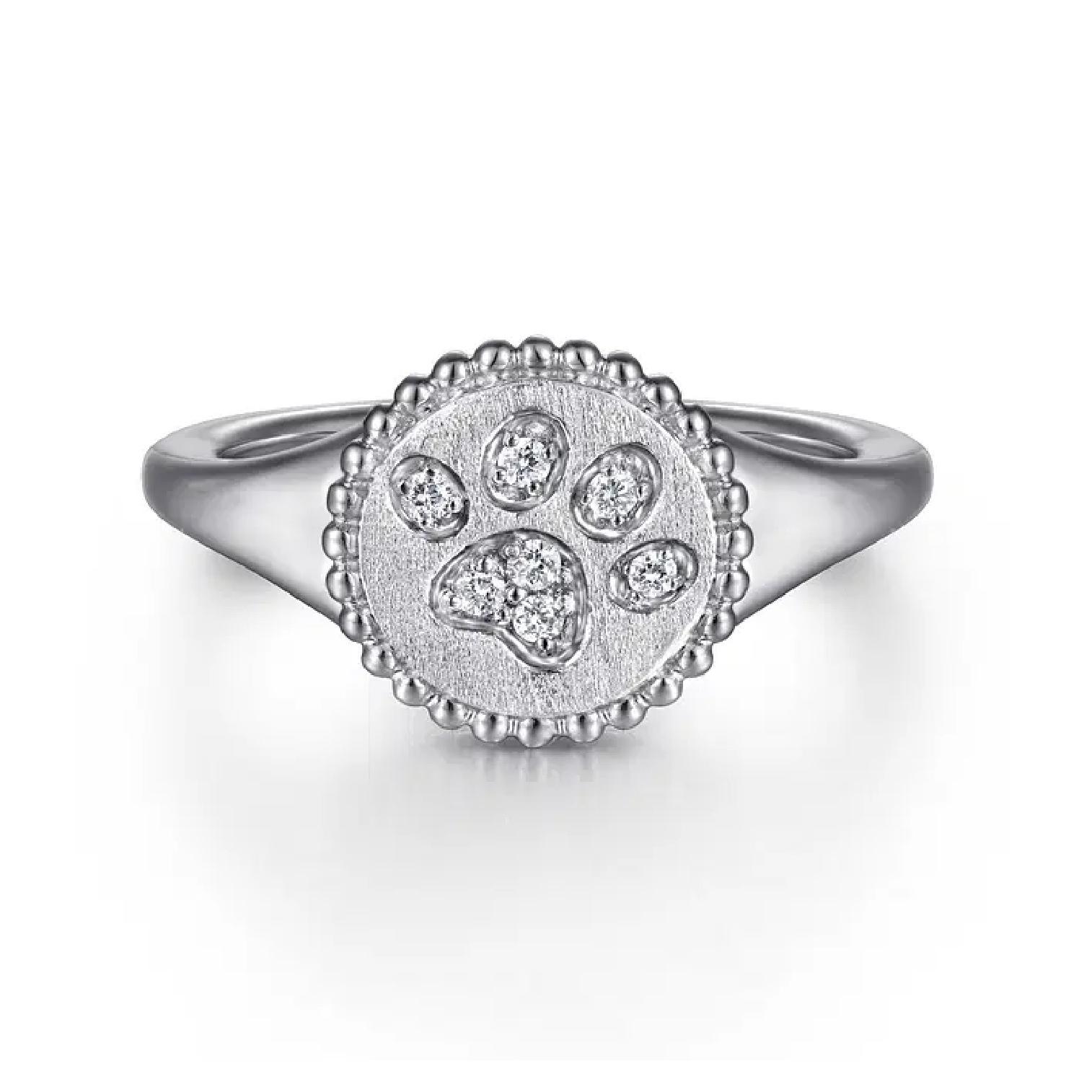 Gabriel Bujukan Paw Print Medallion Ring with .07ctw Diamonds in Sterling Silver