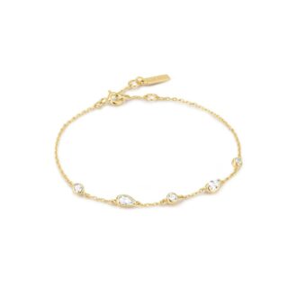 Ania Haie Yellow Gold Plated Teardrop CZ Station Bracelet