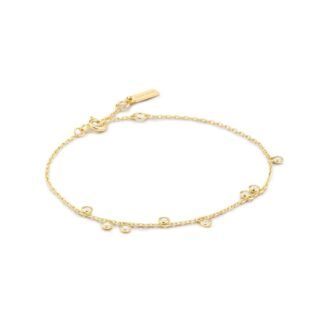 Ania Haie Bezel-Set CZ Droplet Station Bracelet, Gold-Plated