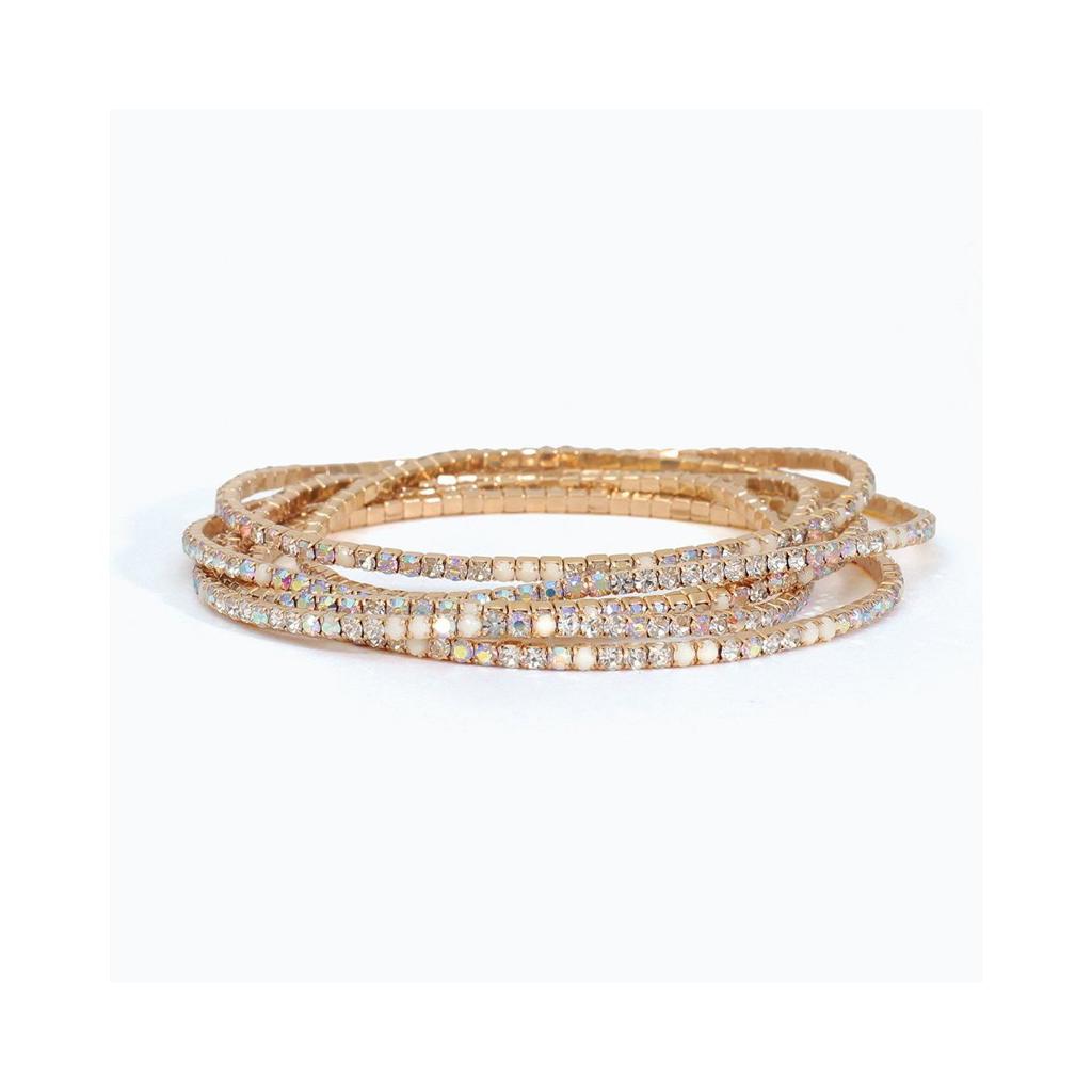 6-Strand Bead & Crystal Bracelet