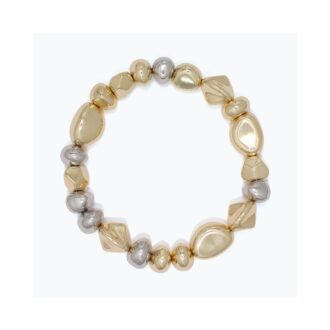 Yellow & Silver Organic Bead Stretch Bracelet