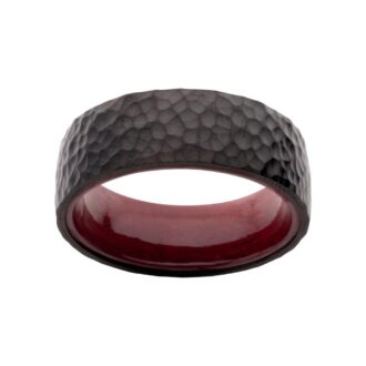 Inox Men's 8mm Black Titanium & Redwood Wedding Band