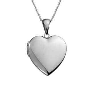 Sterling Silver Polished Heart Locket, 16-18" Rolo Chain