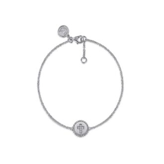 Gabriel Sterling Silver Bujukan Cross Disc Bracelet, .03ctw