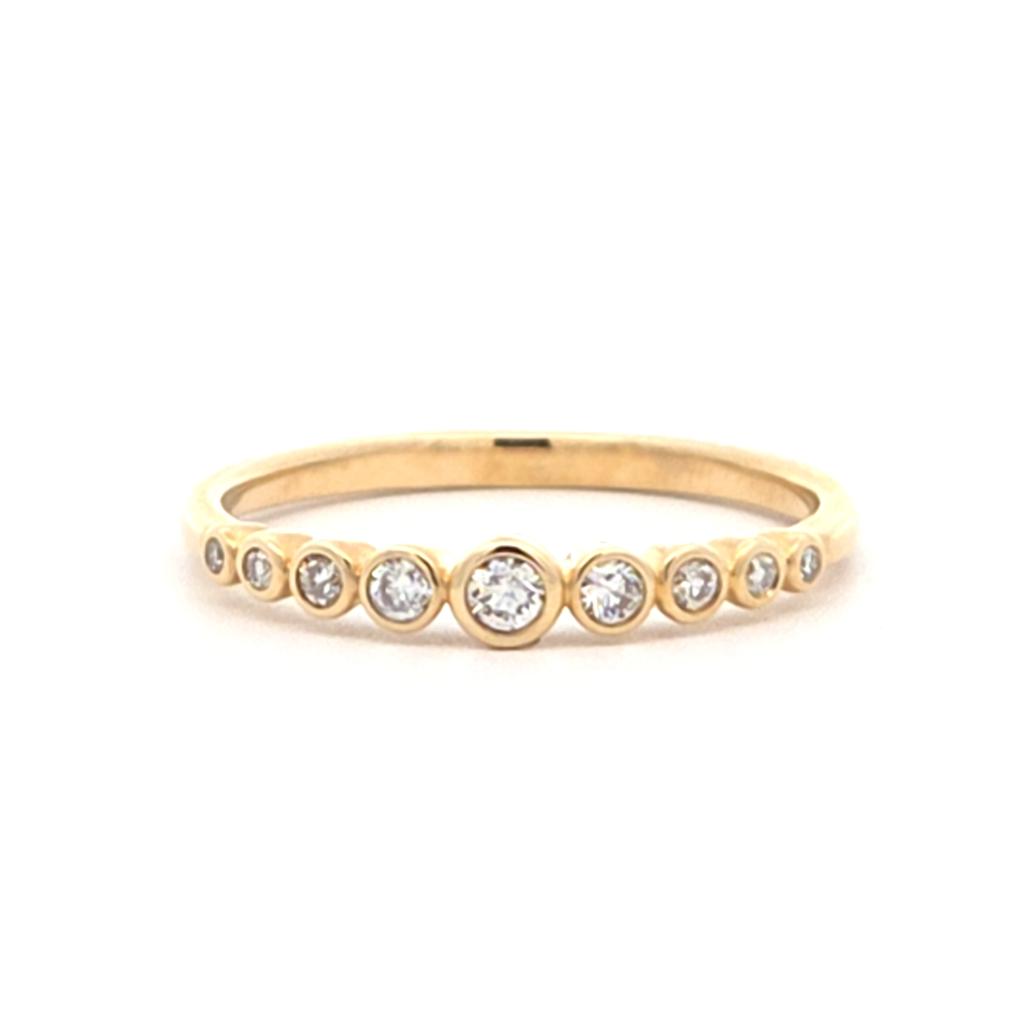 10K Yellow Gold 9-Stone Bezel Diamond Stackable Ring 1/6 CTW