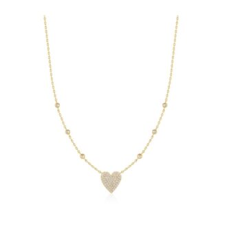 Ania Haie Yellow Gold-Plated Pave CZ Heart Station Necklace
