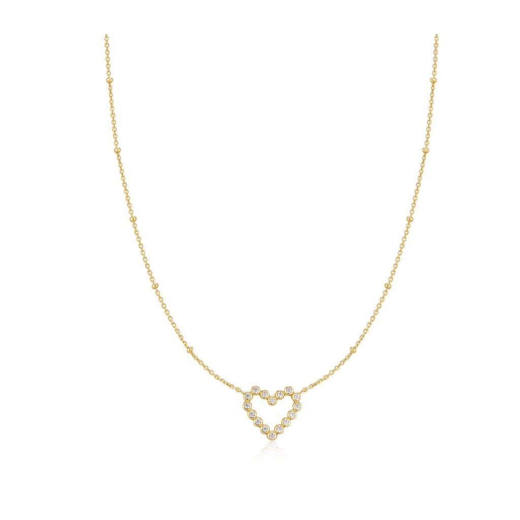 Ania Haie Gold-Plated Bezel CZ Open Heart Station Necklace