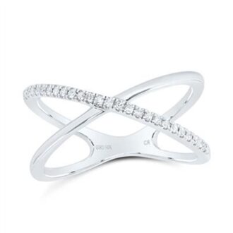 Criss Cross Diamond Ring .10ctw 10K White Gold, Size 7