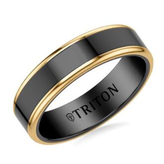 Triton Men's 6mm Yellow & Black Tungsten Wedding Band