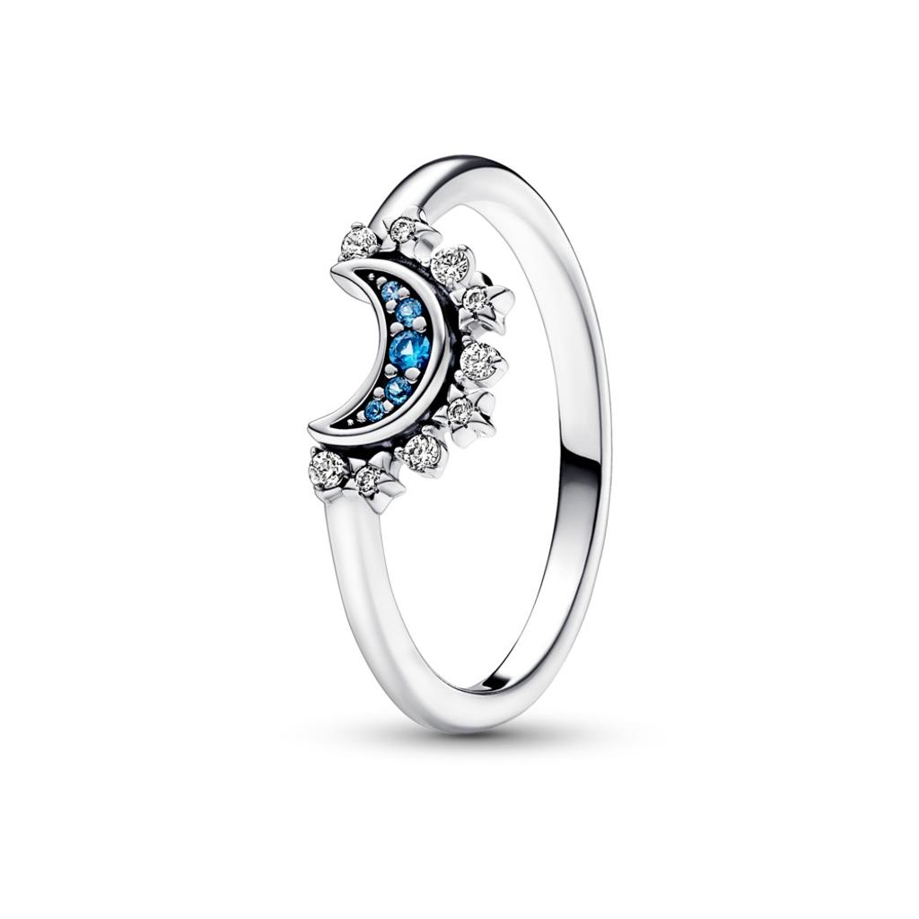 Pandora Celestial Blue Sparkling Moon Ring