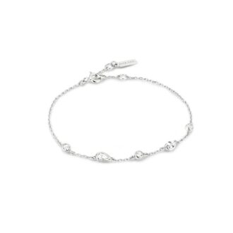 Ania Haie Silver Teardrop Half-Bezel CZ Station Bracelet