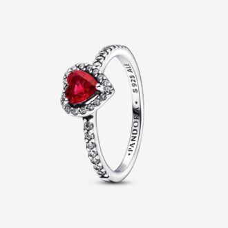 Pandora Sterling Silver Elevated Red Heart Ring Size 54