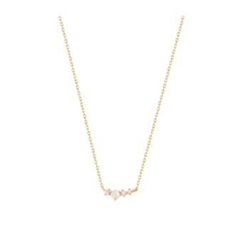 Venus Opal & Lab Grown Diamond Necklace in 14k Yellow Gold