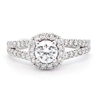 Cushion Halo Lab-Grown Engagement Ring 10k White Gold 1/2ct