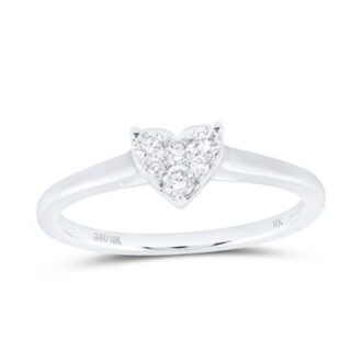 10K White Gold Heart Cluster Diamond Ring 0.20 CTW
