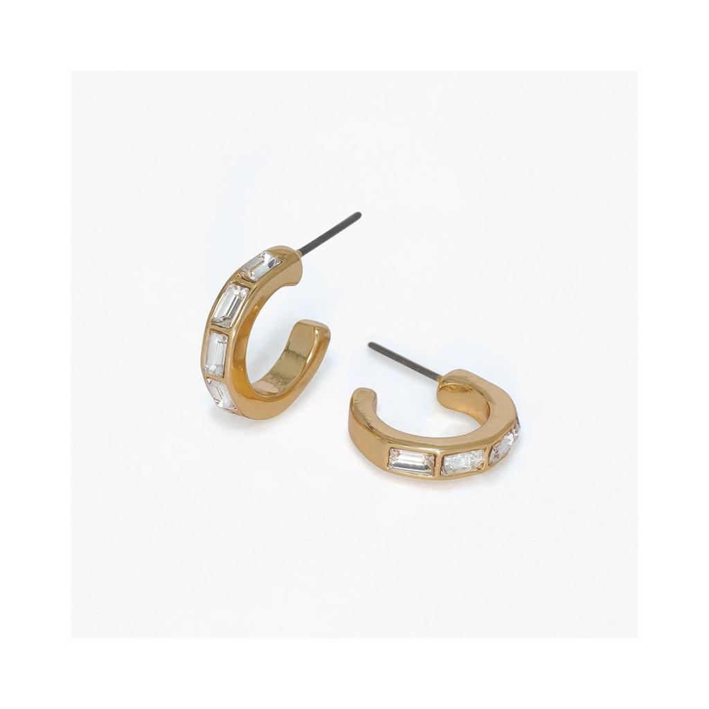 Yellow & Clear Baguette Crystal Hoop Earrings