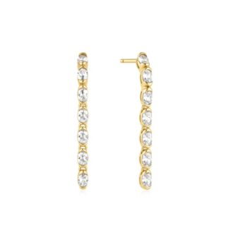 Ania Haie Oval Half-Bezel Dangle Earrings, Yellow Gold Plate