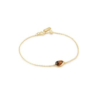 Ania Haie Yellow Gold-Plated Tiger's Eye Bezel Bracelet