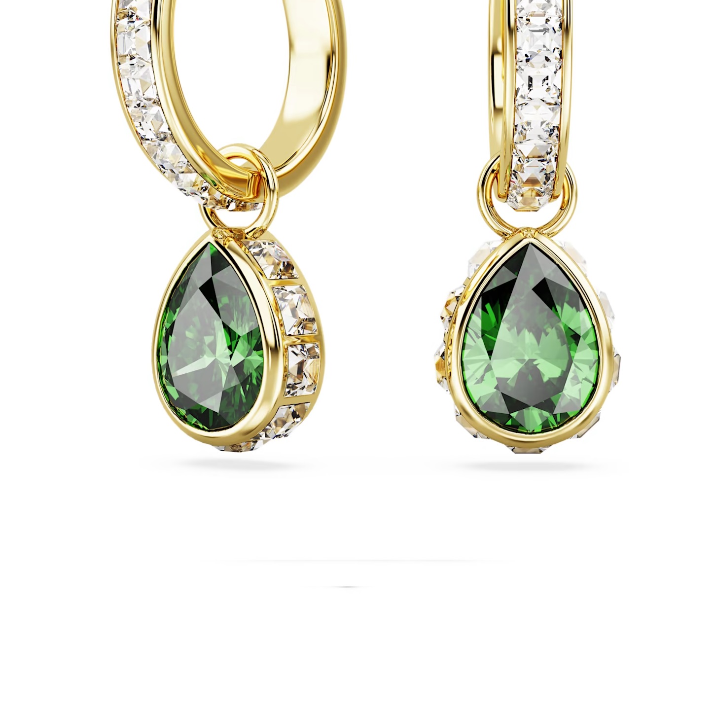 Swarovski Stilla Drop Earrings with Green Crystal, Gold Tone