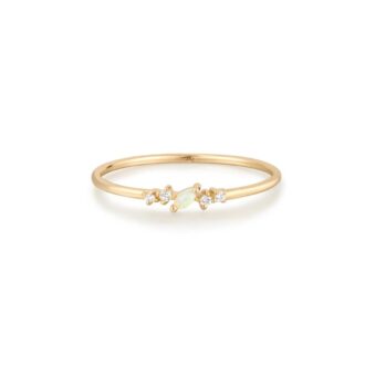 14K Yellow Gold Marquise Opal Ring w/ Lab-Grown Diamonds