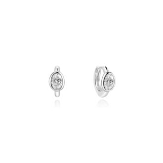 Ania Haie Silver Bezel-Set Pebble CZ Huggie Hoop Earrings