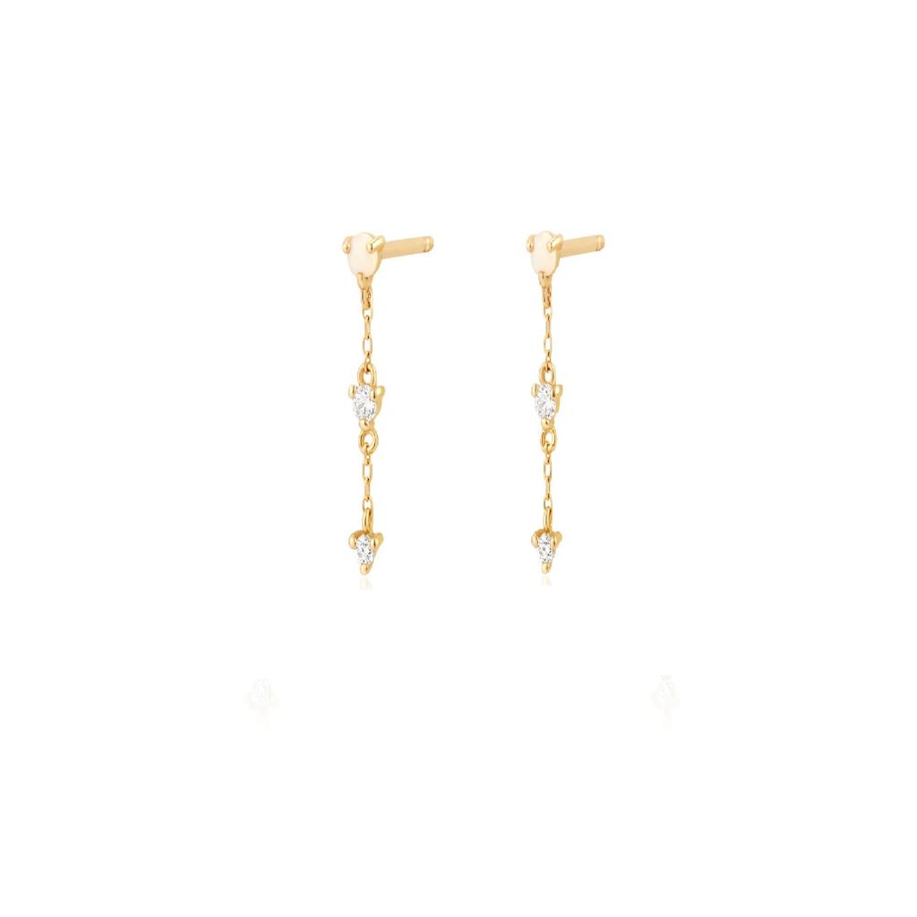Celestia Opal Dangle Earrings, Lab-Grown Diamonds, 14K