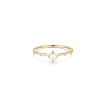 Colette Pearl Ring with .04ctw Lab-Grown Diamonds 14K