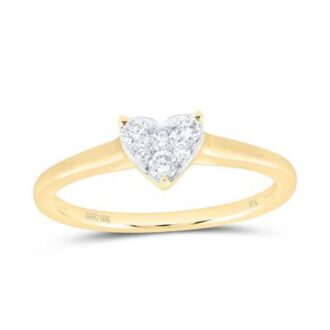 10k Yellow Gold Heart Cluster Ring with 0.20ctw Diamonds
