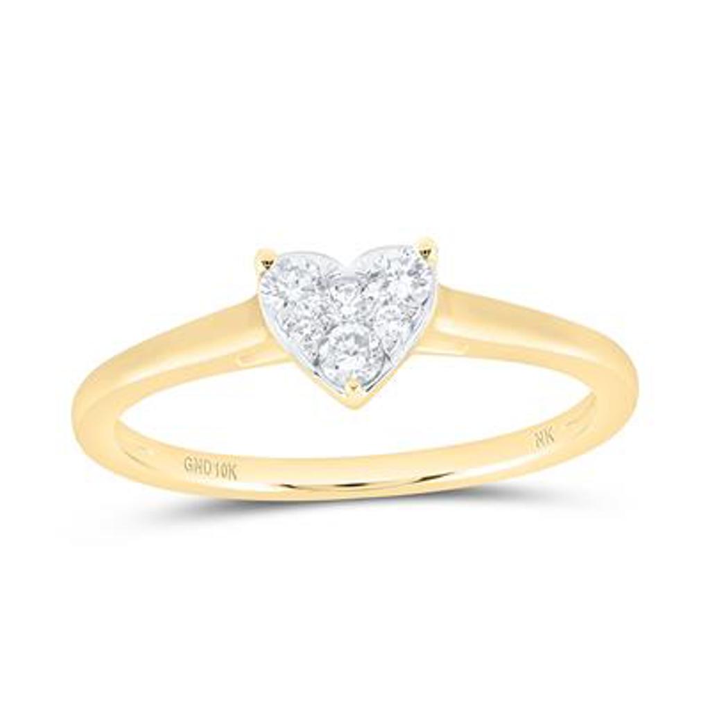 10k Yellow Gold Heart Cluster Ring with 0.20ctw Diamonds
