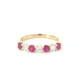 Ruby & .33ctw Diamonds Anniversary Band in 14k Yellow Gold