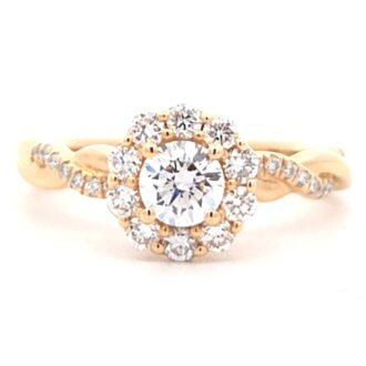 1.28ctw Lab-Grown Halo Twist Band Ring 14K Yellow Gold
