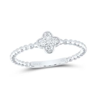 Clover Beaded Diamond Band 0.10ctw 14K White Gold