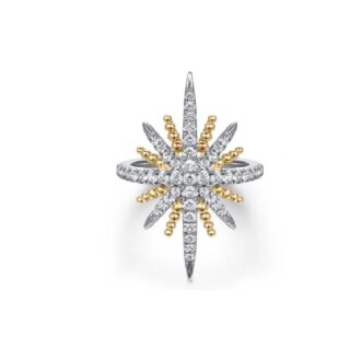 Gabriel & Co Bujukan White Sapphire Starburst Ring, Two-Tone