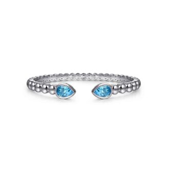 Gabriel Bujukan Blue Topaz Pear Bangle in Sterling Silver
