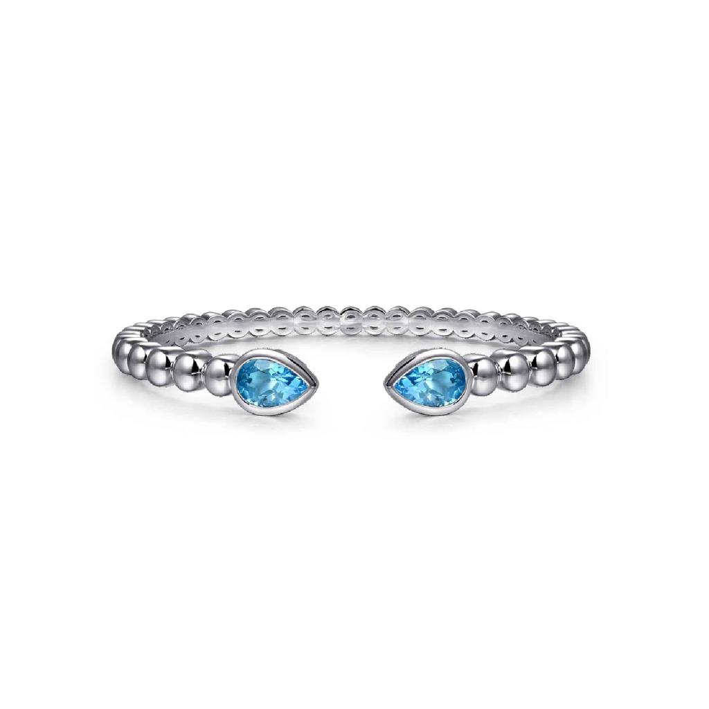 Gabriel Bujukan Blue Topaz Pear Bangle in Sterling Silver